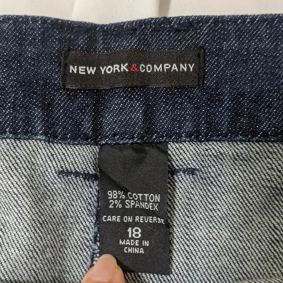 New York & Company Button Down Denim Skirt, Color Blue (Dark Wash) size 18 - Picture 13 of 14